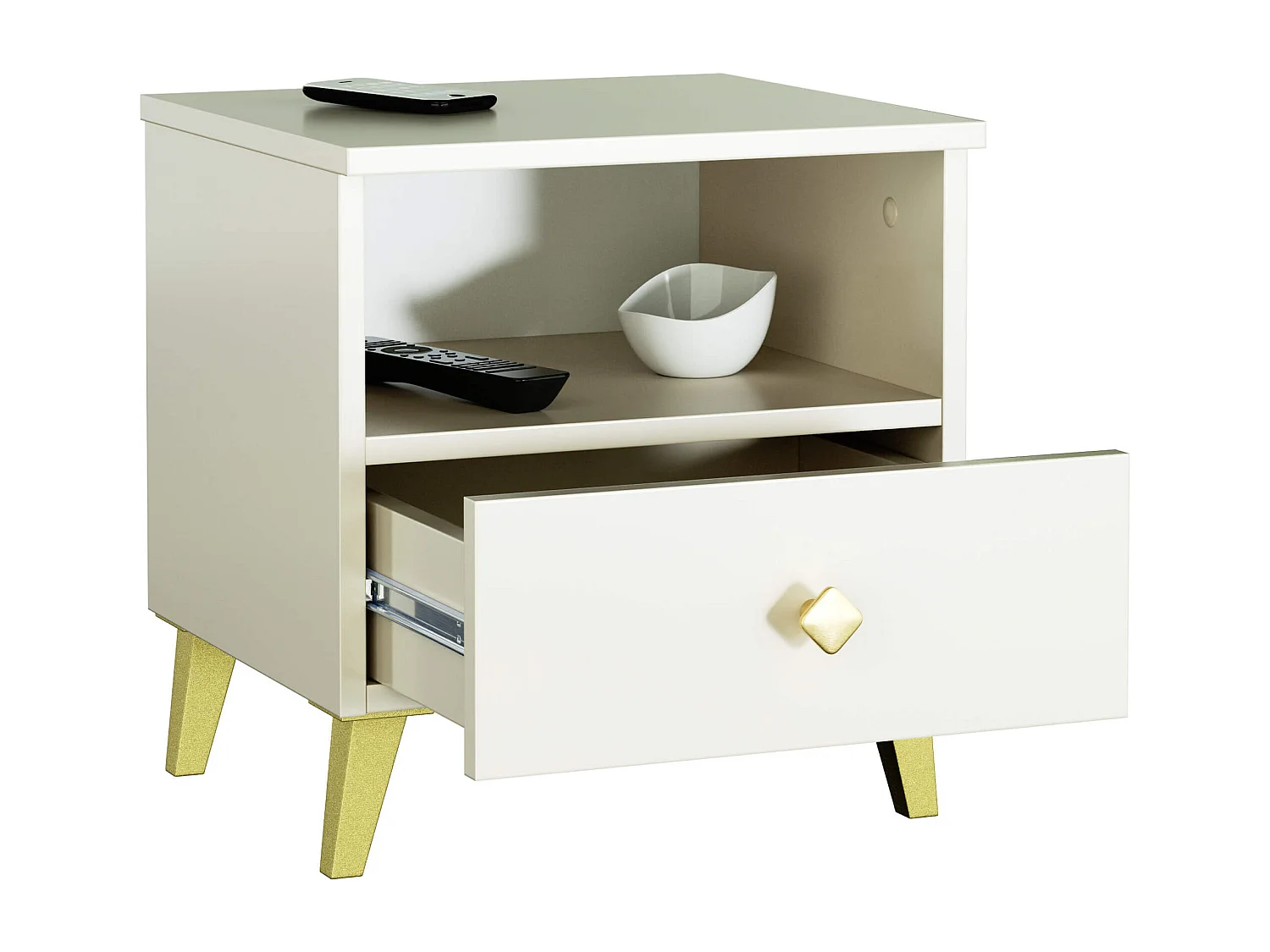 Nachttisch AKORD MOBI in der Farbe Kaschmir mit Schublade B40 x H43 x T37 cm