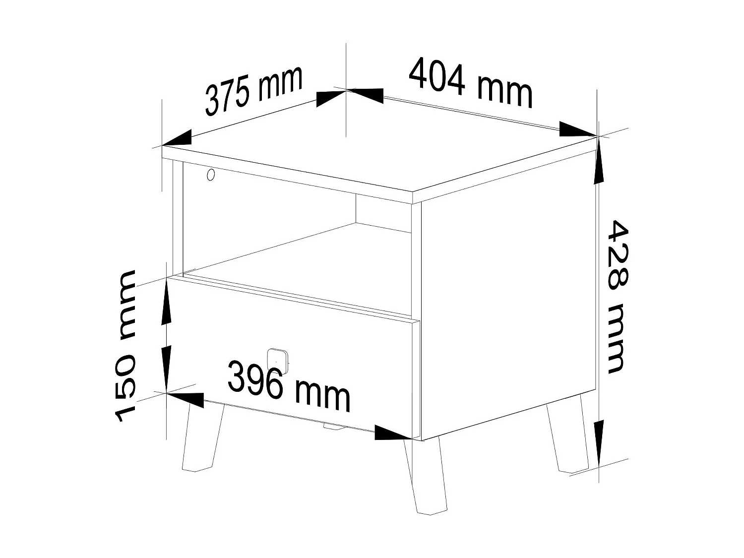 Nachttisch AKORD MOBI in der Farbe Kaschmir mit Schublade B40 x H43 x T37 cm