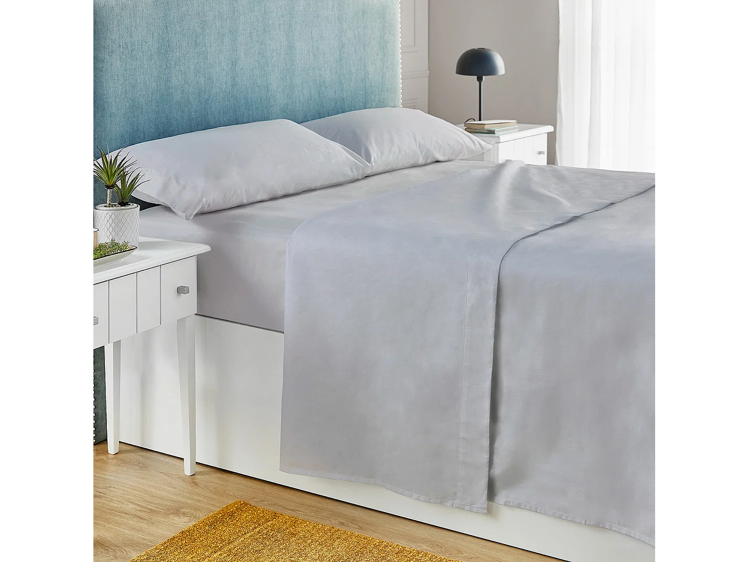 Ensemble de literie en percale blanc 100% coton 200 fils au pouce carré Gris