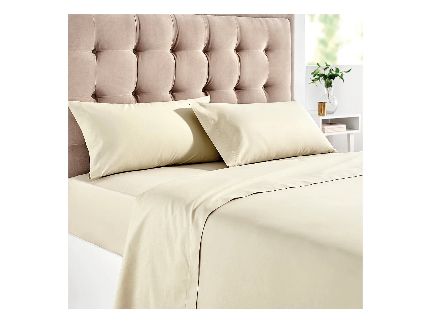 Parure de lit 100% coton avec 150 fils au pouce carré  Beige