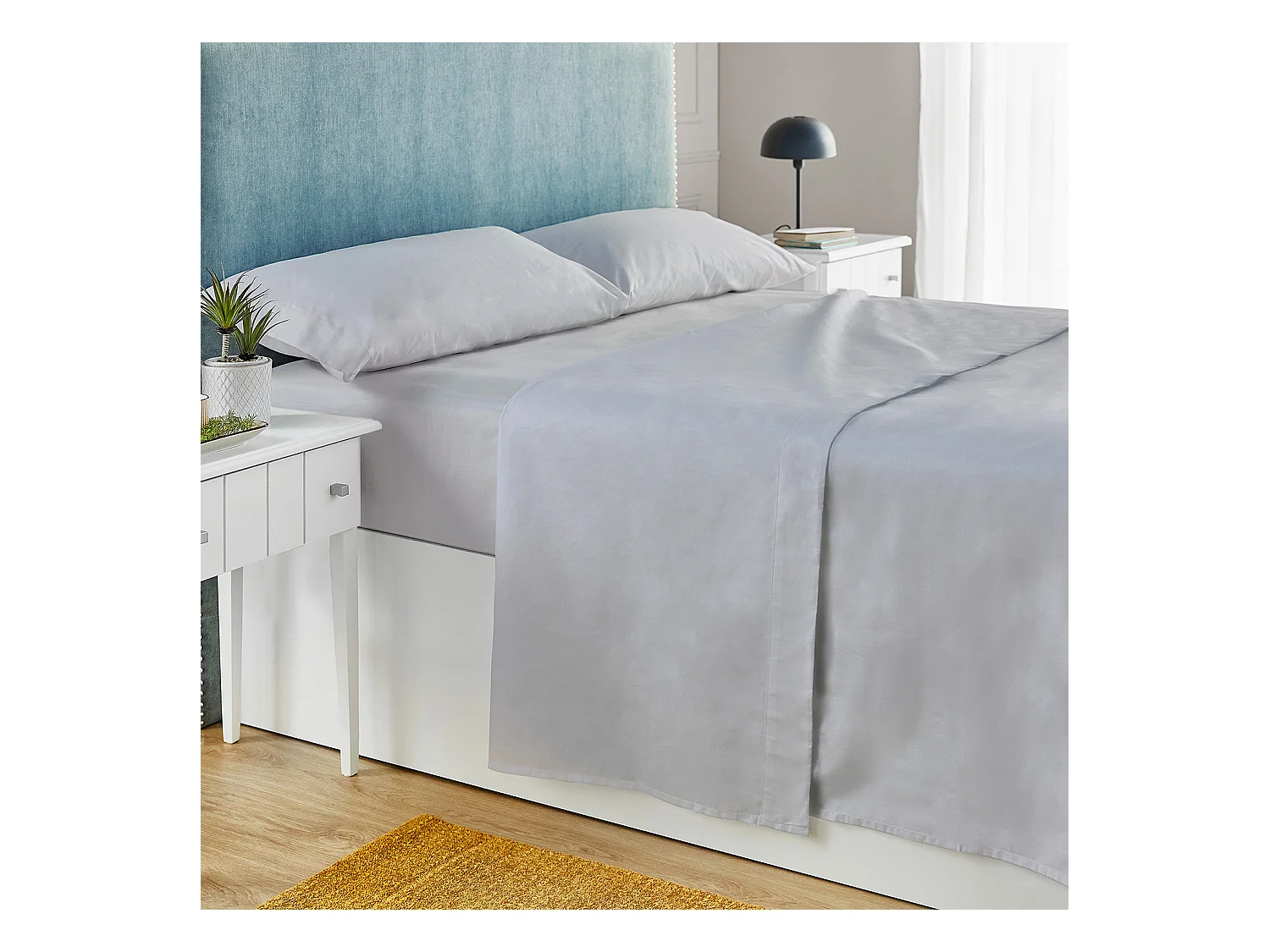 Ensemble de literie en percale blanc 100% coton 200 fils au pouce carré Gris