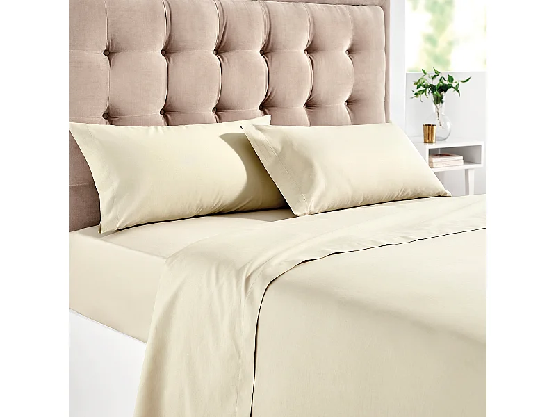 Completo biancheria da letto 100% cotone 150 fili traspirante  Beige