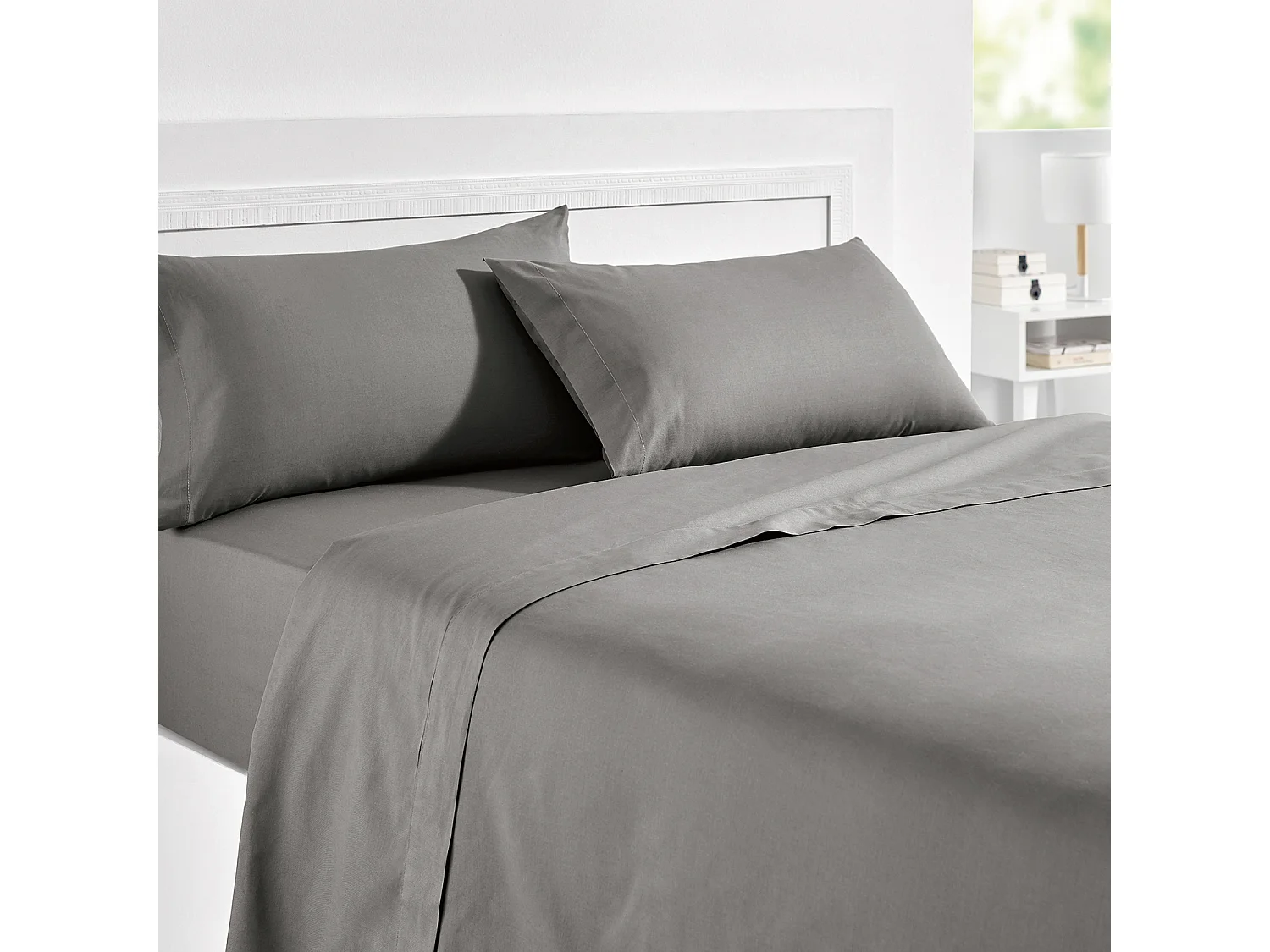100% katoenen ademend bedlinnen 150 thread count grijze kleur