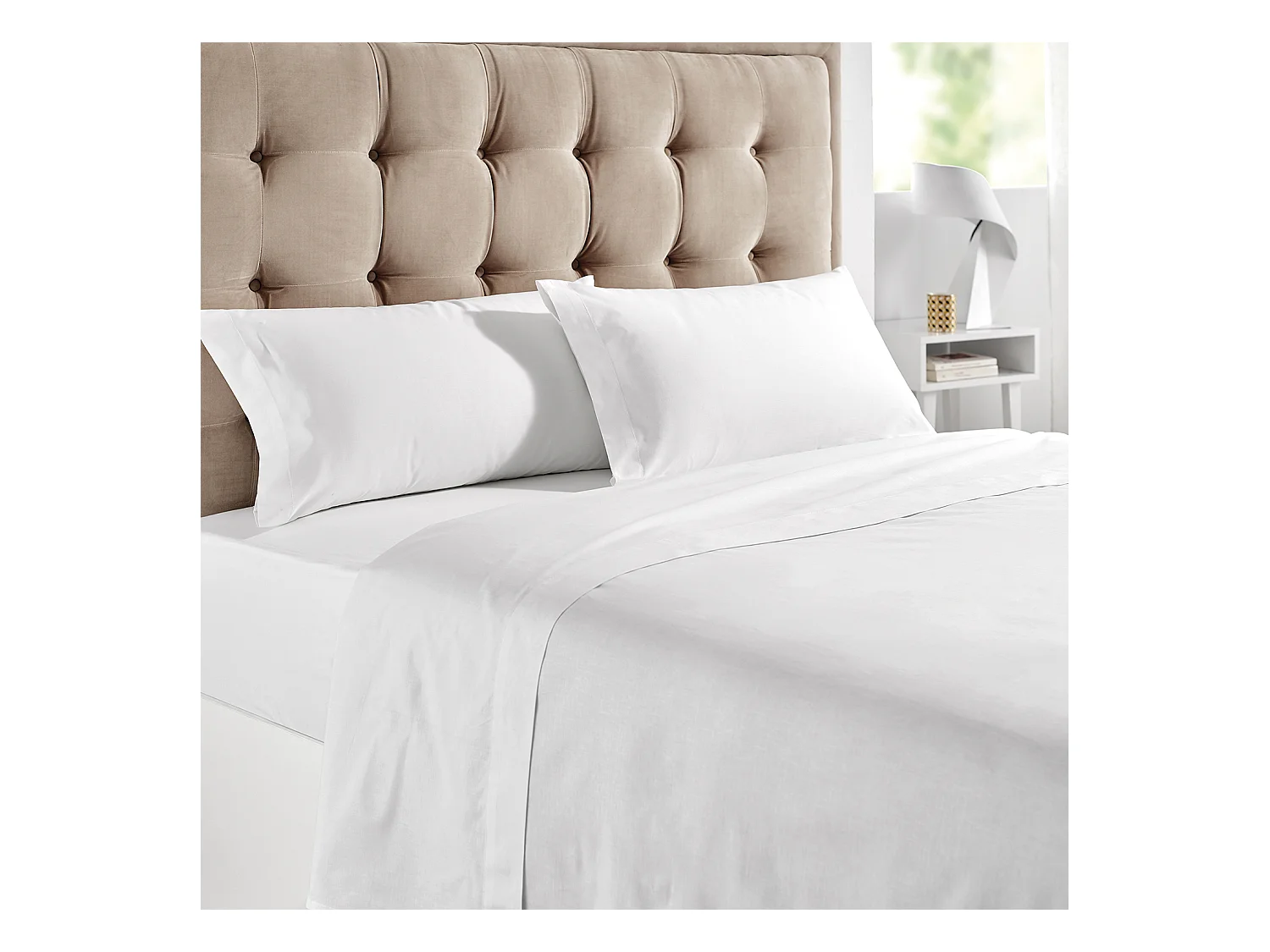 100% perkalkatoenen bedlinnen 200 thread count witte kleur