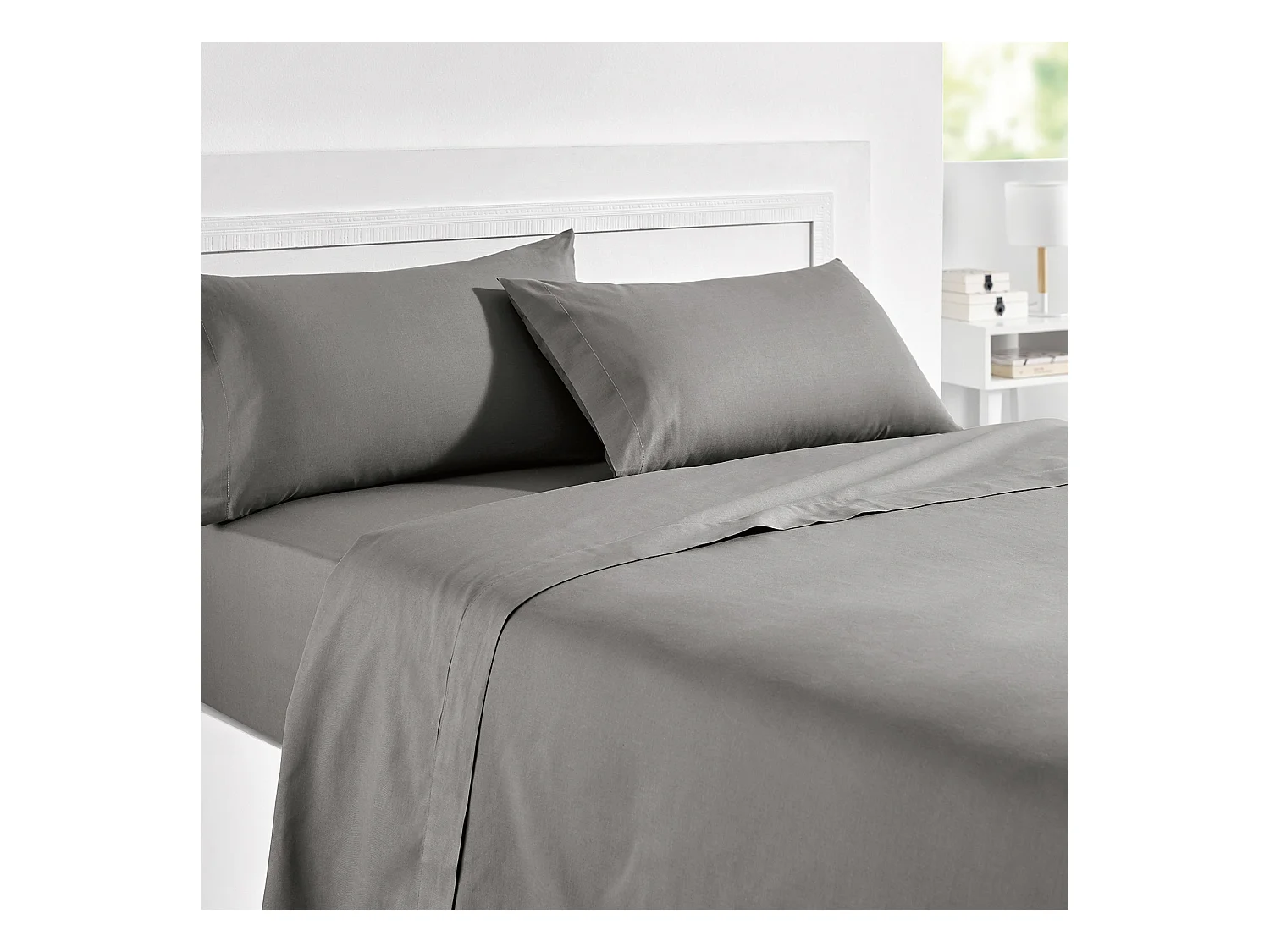 Parure de lit 100% coton avec 150 fils au pouce carré  Gris