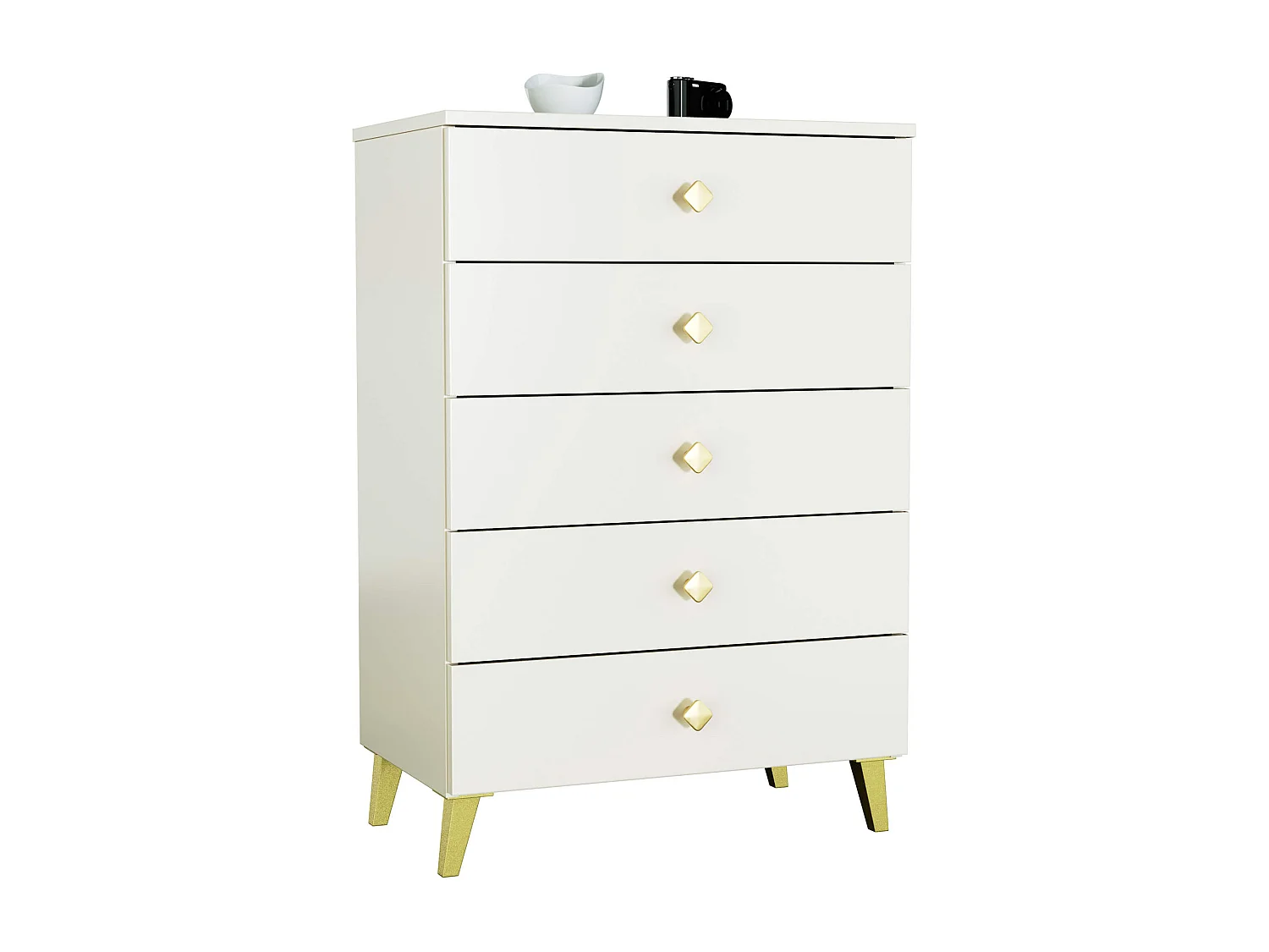 MOBI 5-Laden Kast 60 cm in Kasjmier met Gouden Grepen