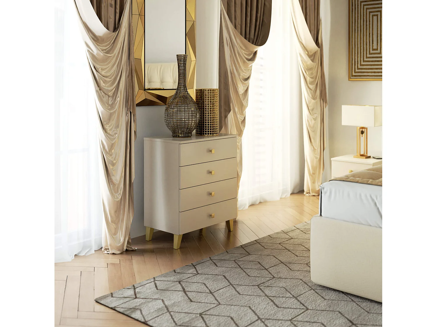 Commode AKORD MOBI Cachmire 60 cm 4 tiroirs 60x37x73 cm