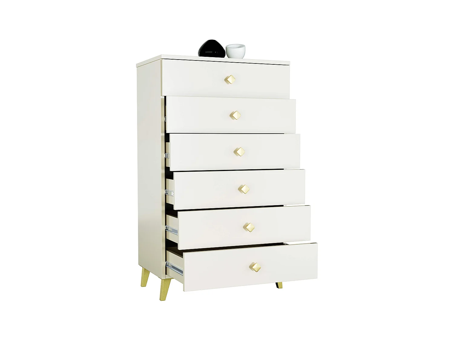 Kommode AKORD MOBI in der Farbe Kaschmir mit 6 Schubladen B60 x H104 x T37 cm