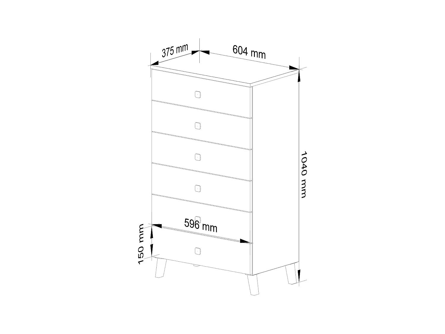 Kommode AKORD MOBI in der Farbe Kaschmir mit 6 Schubladen B60 x H104 x T37 cm