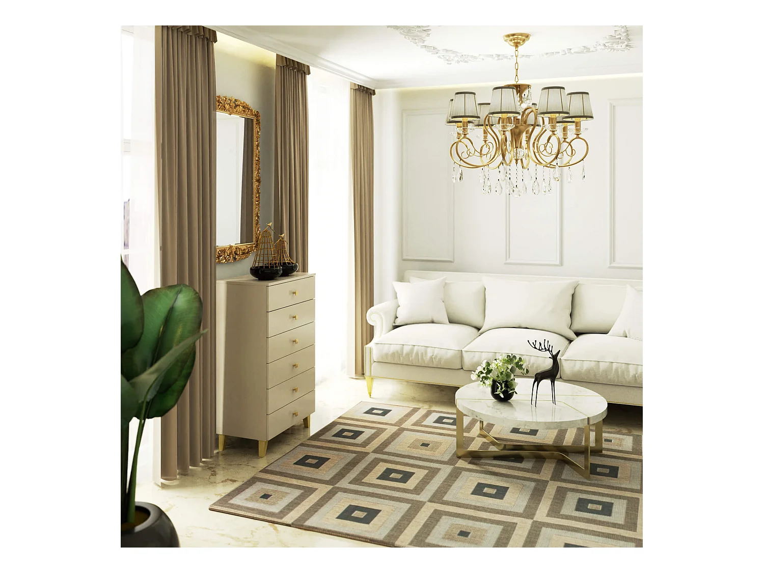 Kommode AKORD MOBI in der Farbe Kaschmir mit 6 Schubladen B60 x H104 x T37 cm