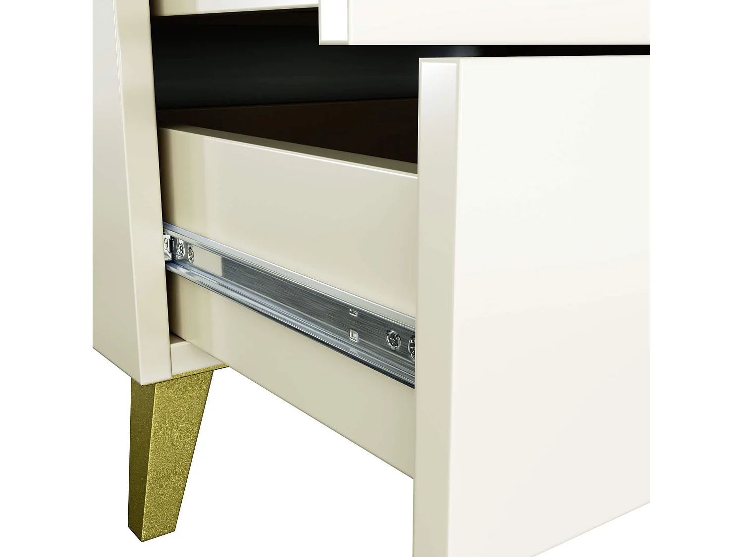 Nachtkastje MOBI Kasjmier met 6 Lades / AKORD Furniture Factory / Kasjmierkleur met Gouden Handvatten / 60 x 104 x 37 cm