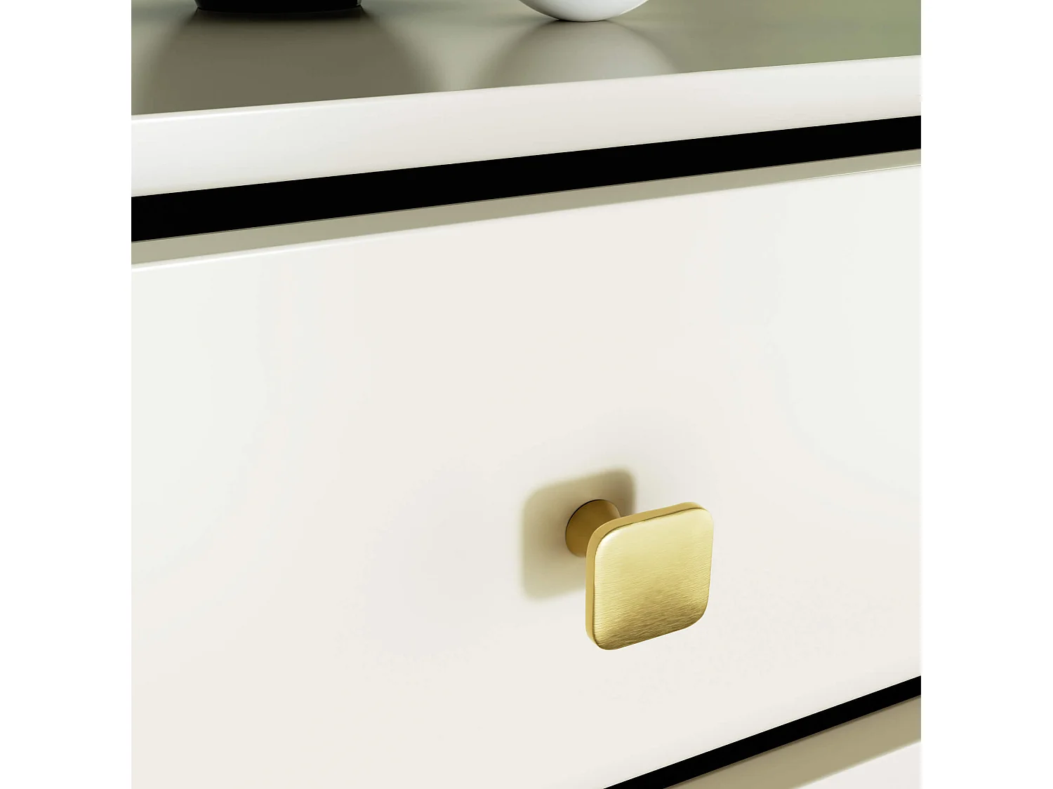 Nachtkastje MOBI Kasjmier met 6 Lades / AKORD Furniture Factory / Kasjmierkleur met Gouden Handvatten / 60 x 104 x 37 cm