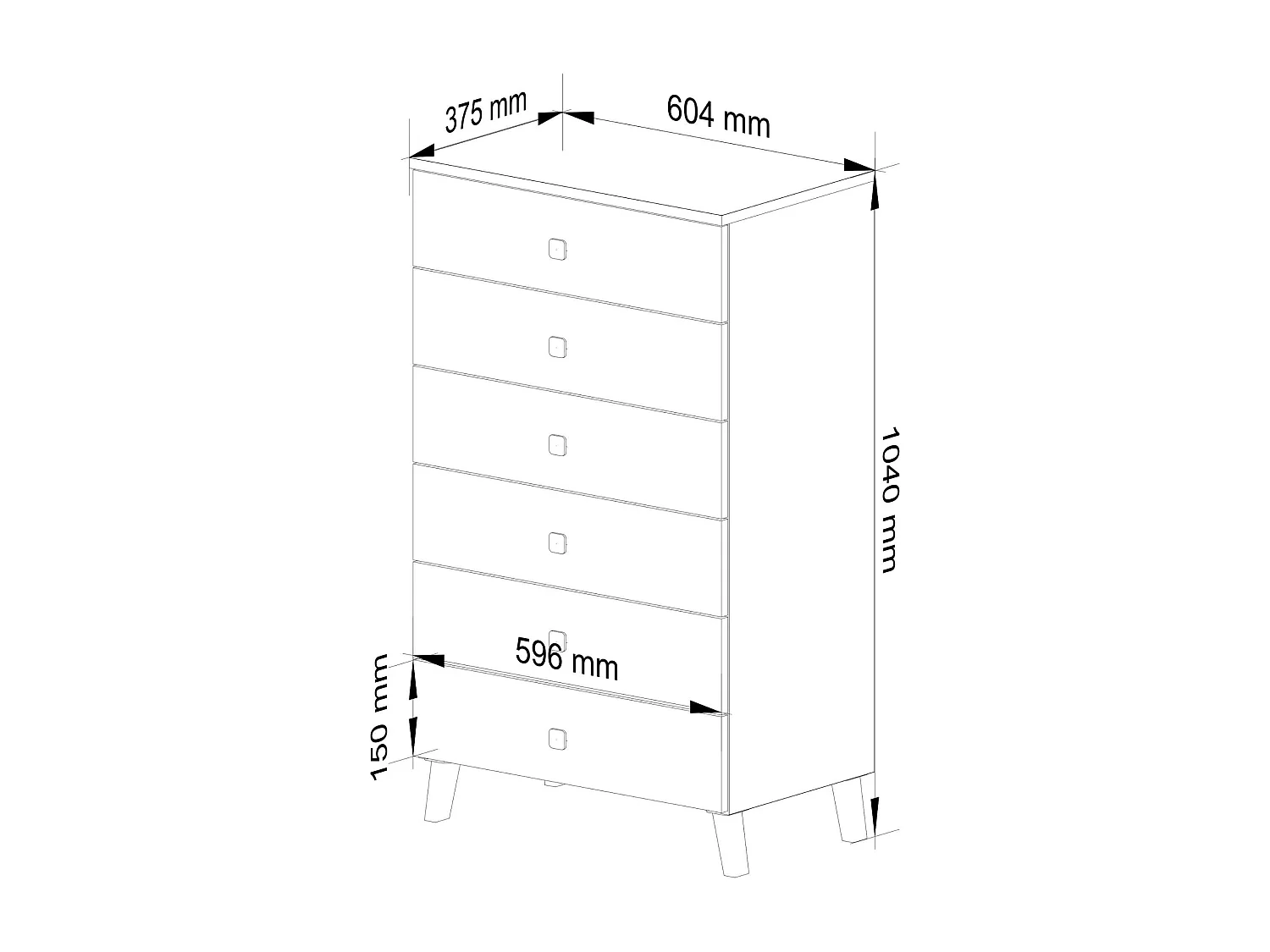Commode AKORD MOBI Cachmire 60 cm 6 tiroirs 60x37x104 cm