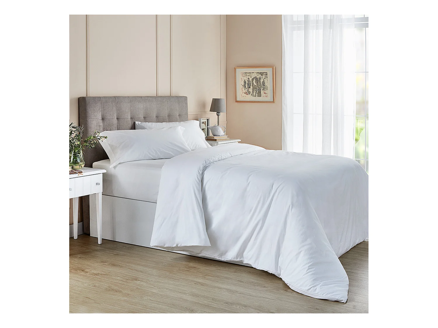 Parure de lit avec housse de couette 100% coton respirant 200 fils au pouce