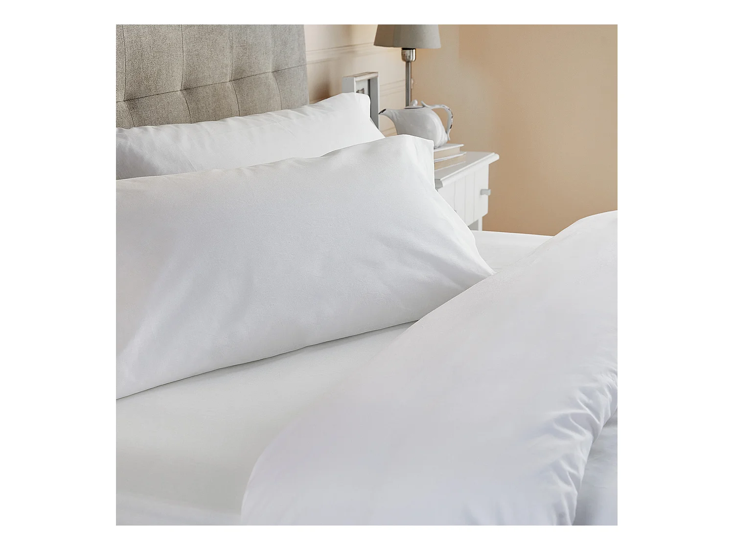 Set dekbedovertrek 100% katoen ademend 200 thread count wit