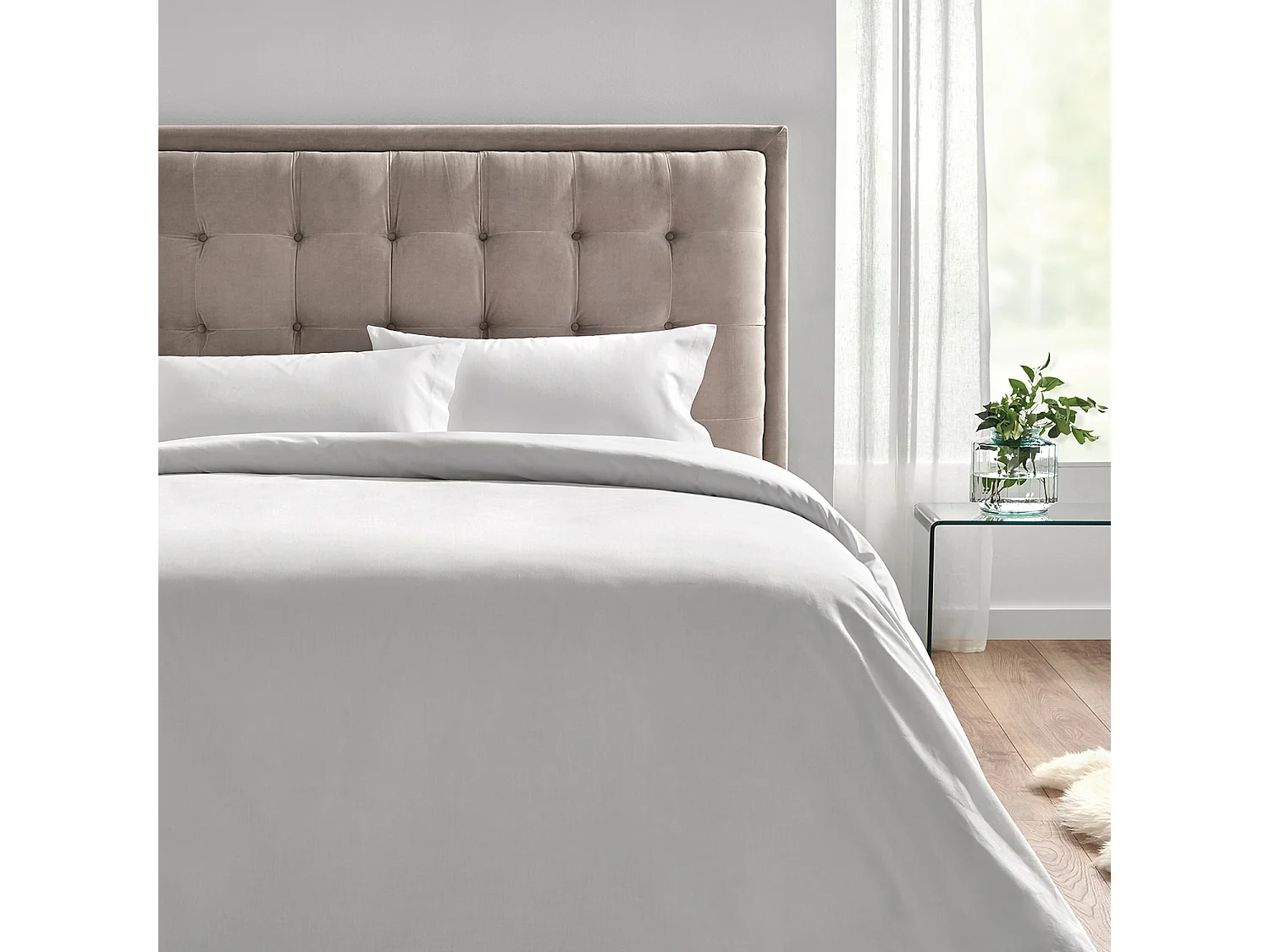 Set dekbedovertrek 100% katoen ademend 150 thread count wit