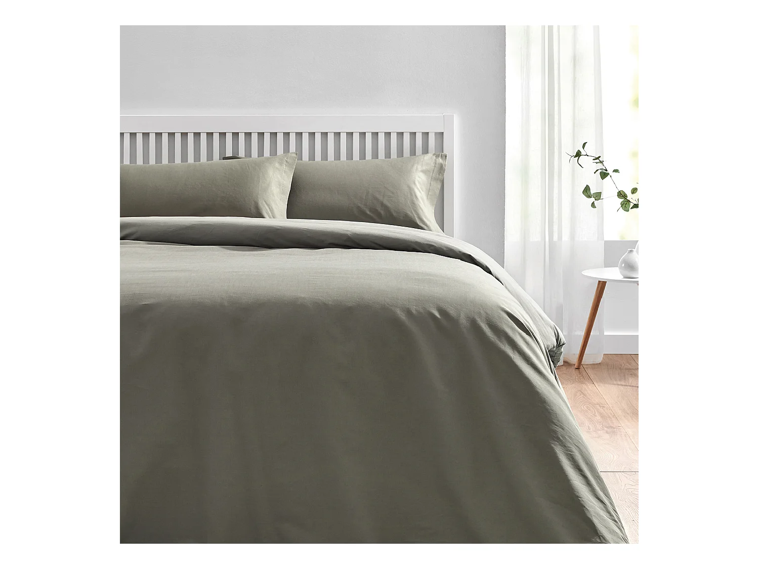 Set dekbedovertrek 100% katoen ademend 150 thread count grijs