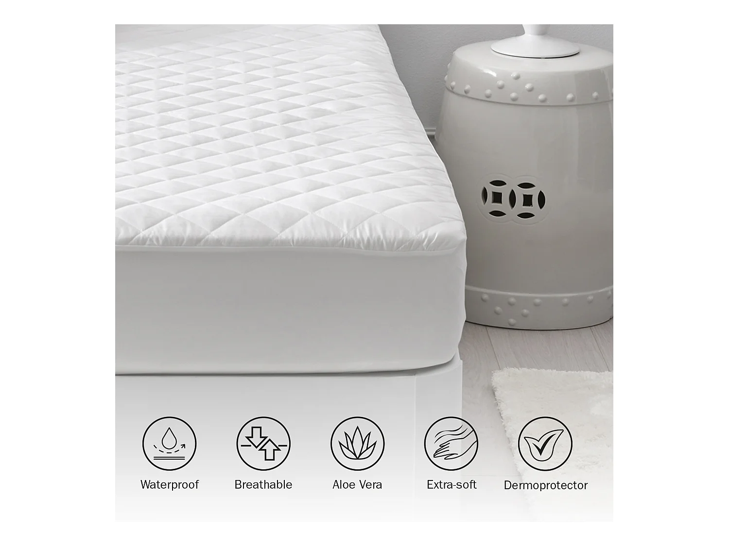 Protector de colchón acolchado Aloe Vera 150x190/200cm