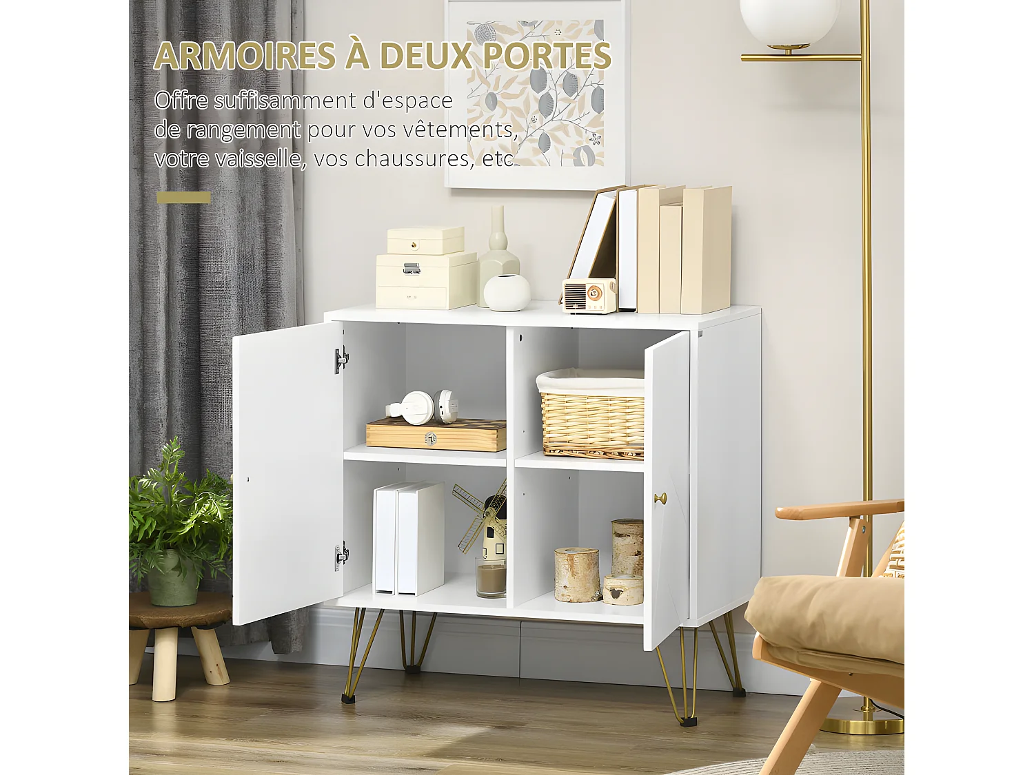 Buffet graphique OSTER blanc et doré