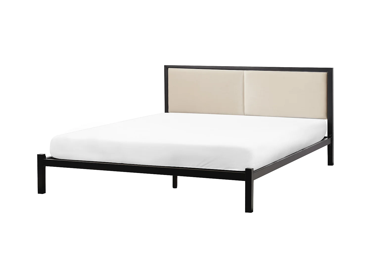 Lit avec sommier Métal CLAMART 140 x 200 cm Beige clair