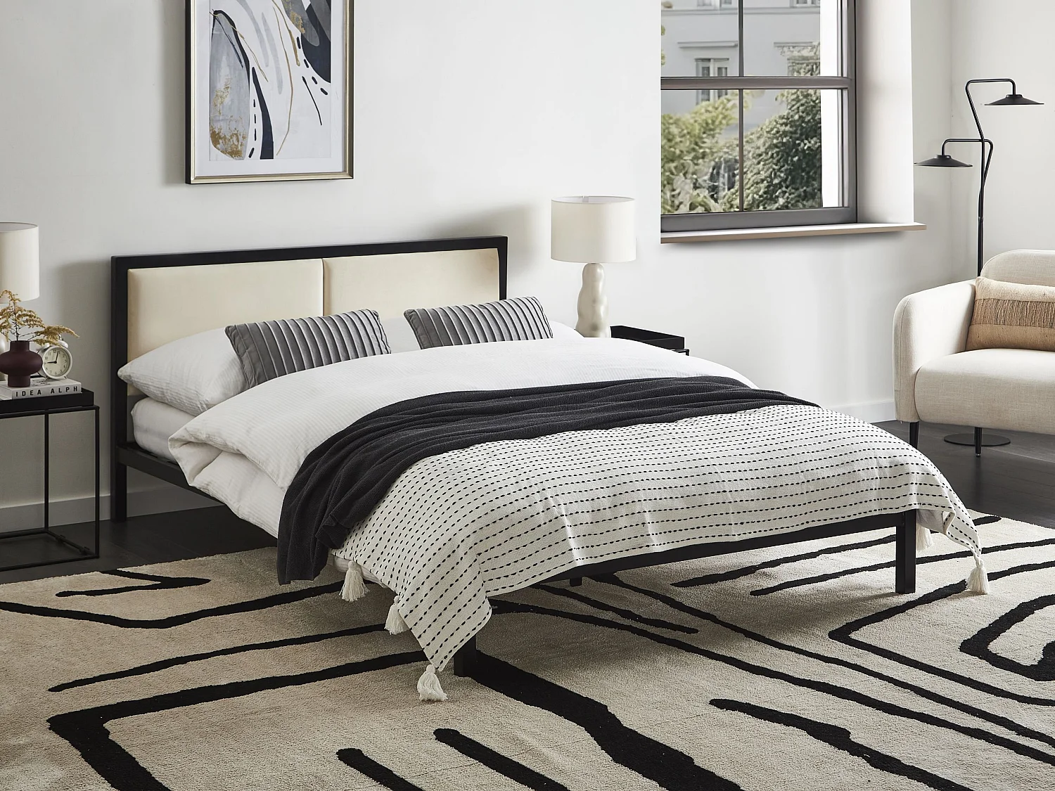 Letto Metallo CLAMART 140 x 200 cm Beige chiaro