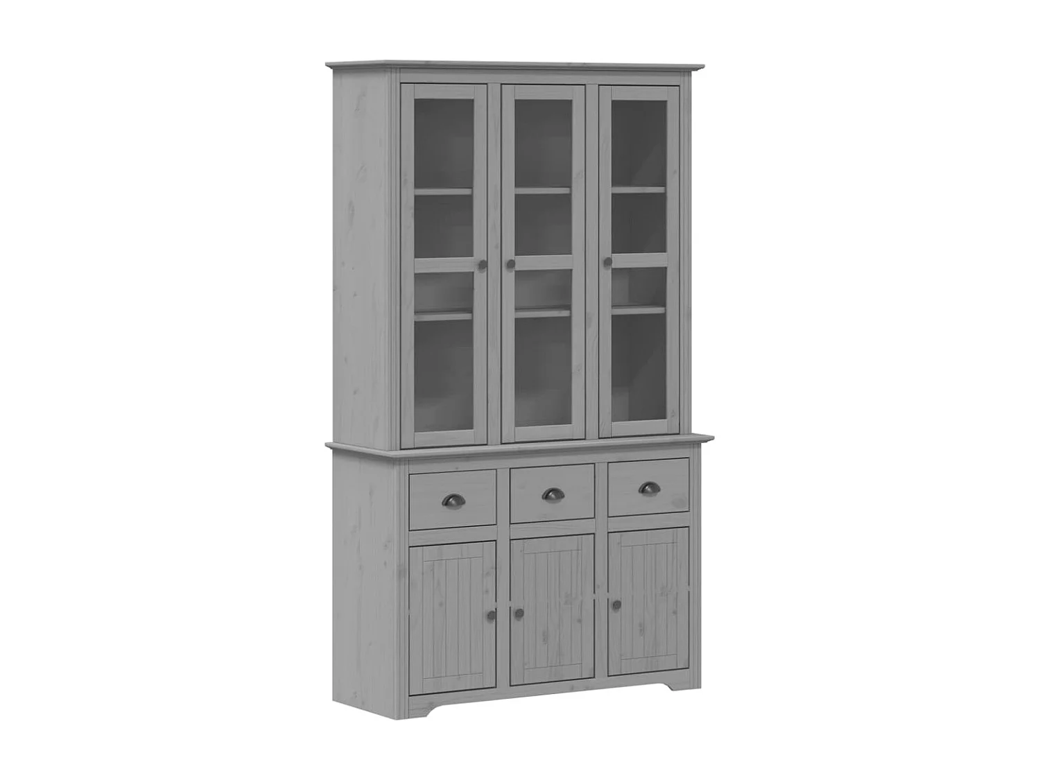 Credenza BODO 115,5x43x200,5 cm Legno Massello di Pino Grigio