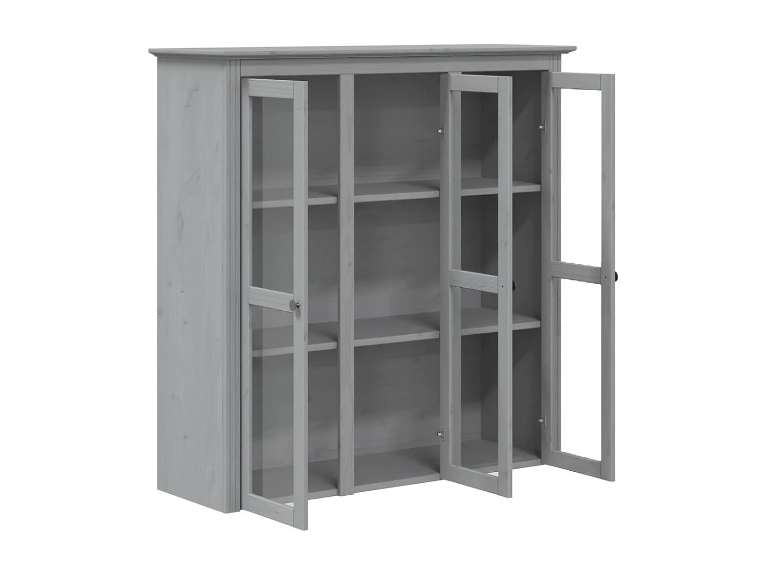 Credenza BODO 115,5x43x200,5 cm Legno Massello di Pino Grigio