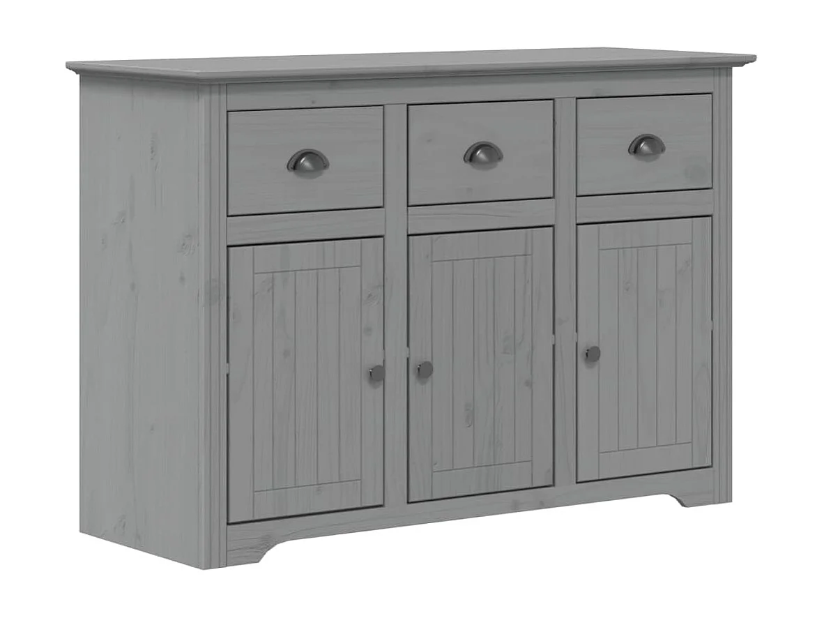 Credenza BODO 115,5x43x200,5 cm Legno Massello di Pino Grigio