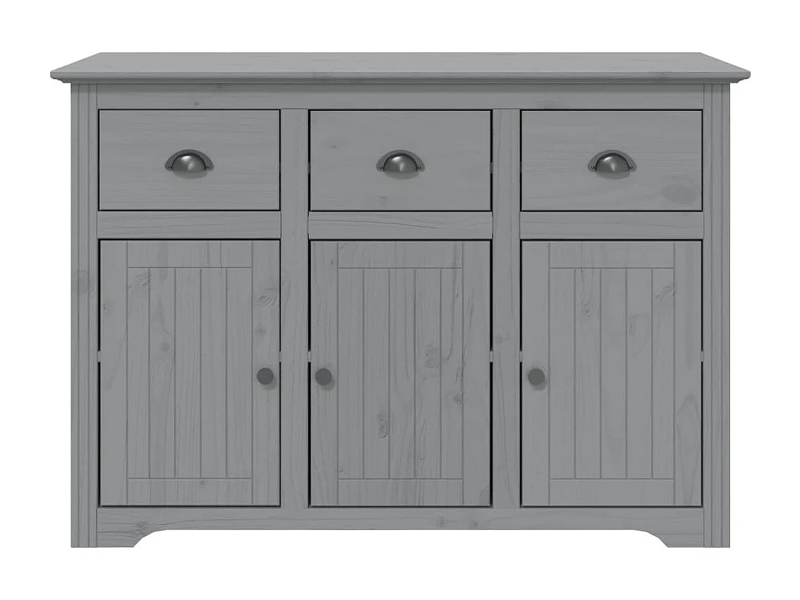 Credenza BODO 115,5x43x200,5 cm Legno Massello di Pino Grigio