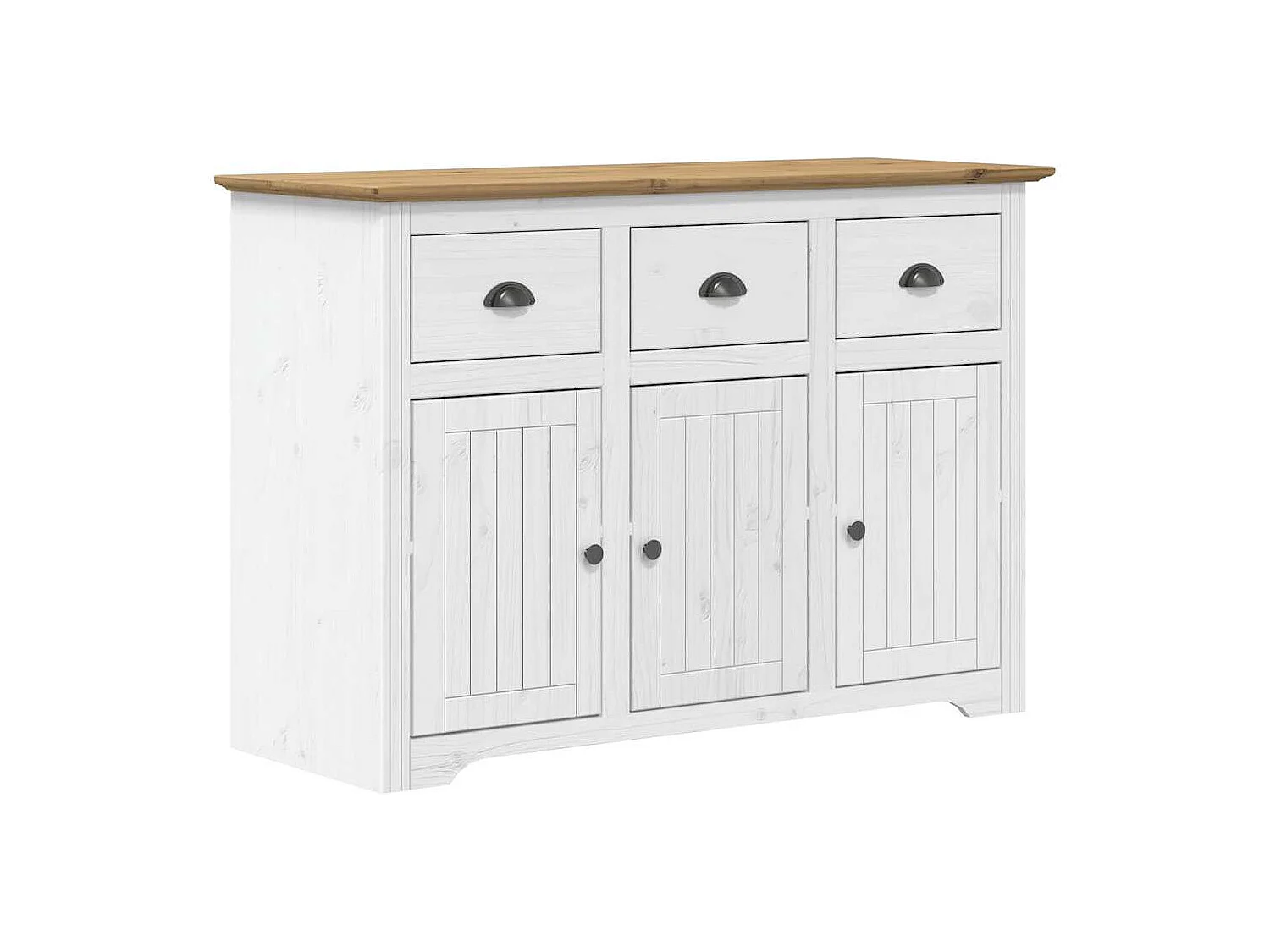 Buffet BODO blanc et marron 115,5x43x200,5cm bois massif de pin