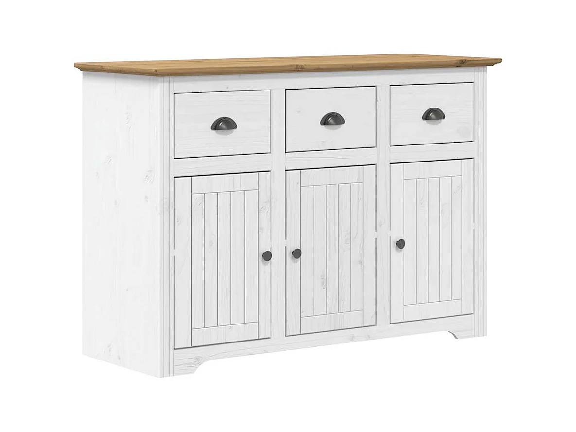 Buffet BODO blanc et marron 115,5x43x200,5cm bois massif de pin