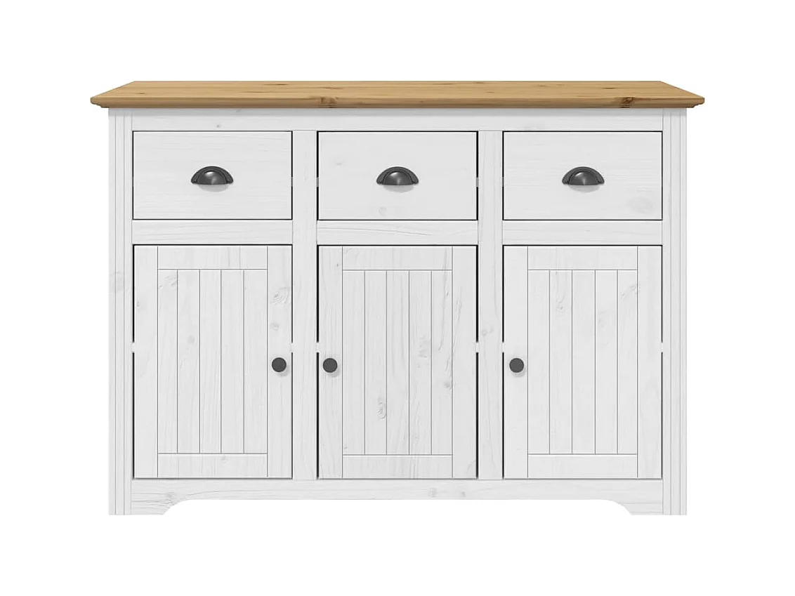 Buffet BODO blanc et marron 115,5x43x200,5cm bois massif de pin