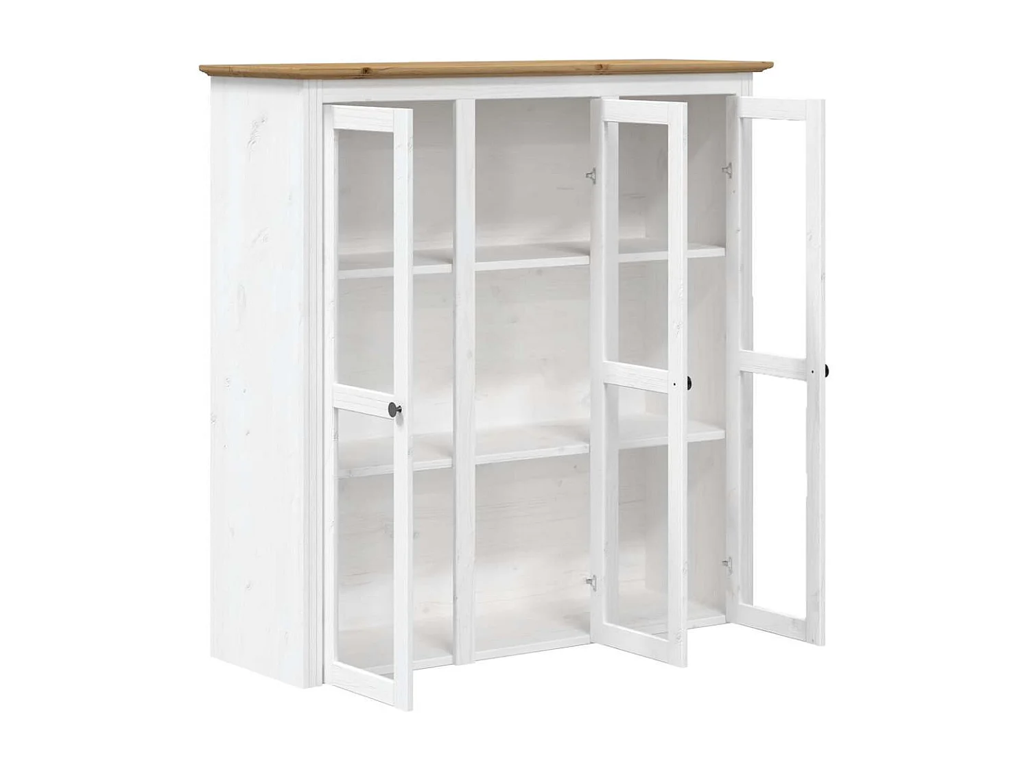 Buffet BODO blanc et marron 115,5x43x200,5cm bois massif de pin
