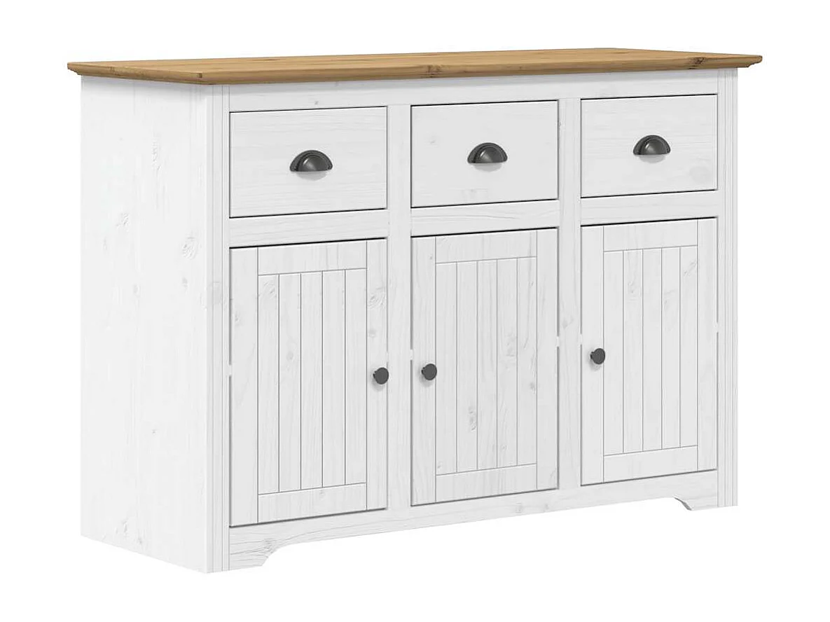 Buffet BODO blanc et marron 115,5x43x200,5cm bois massif de pin