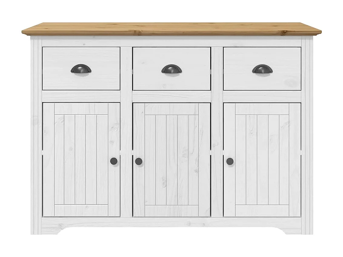 Buffet BODO blanc et marron 115,5x43x200,5cm bois massif de pin
