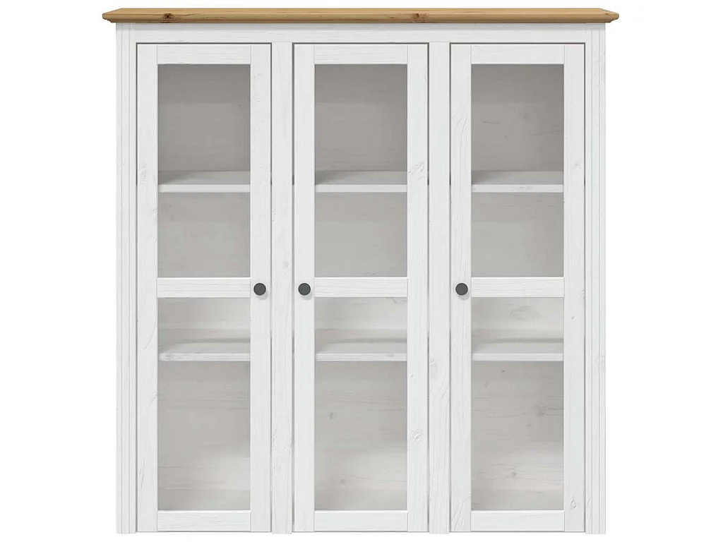 Buffet BODO blanc et marron 115,5x43x200,5cm bois massif de pin