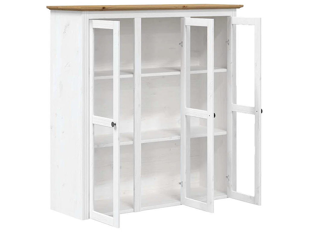Buffet BODO blanc et marron 115,5x43x200,5cm bois massif de pin