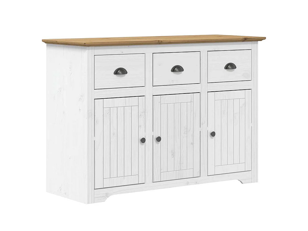 Buffet BODO blanc et marron 115,5x43x200,5cm bois massif de pin