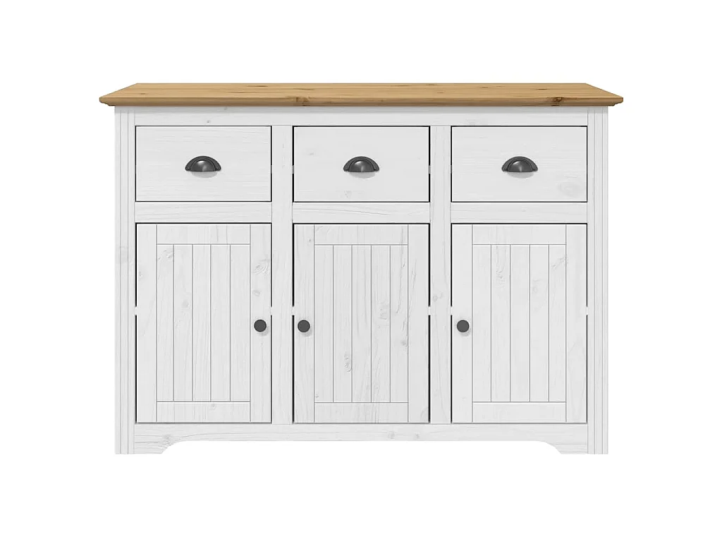 Buffet BODO blanc et marron 115,5x43x200,5cm bois massif de pin