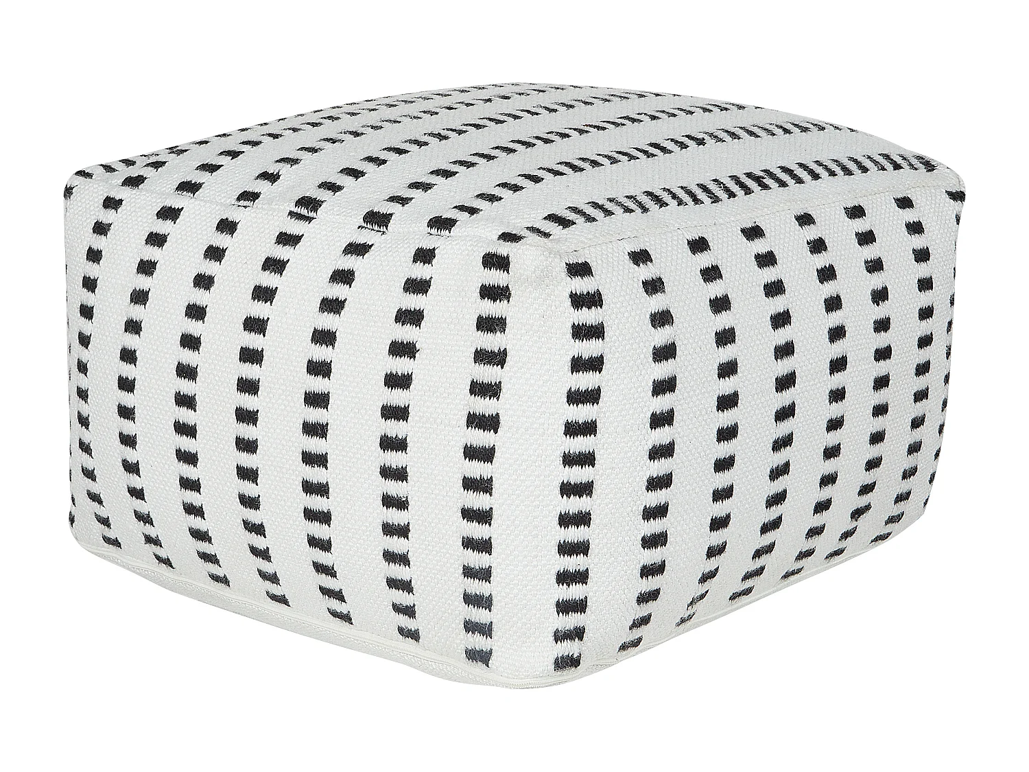 Pouf Sitzpouf weiß / schwarz 50x50 cm quadratisch mit EPS-Füllung Boho Gajan