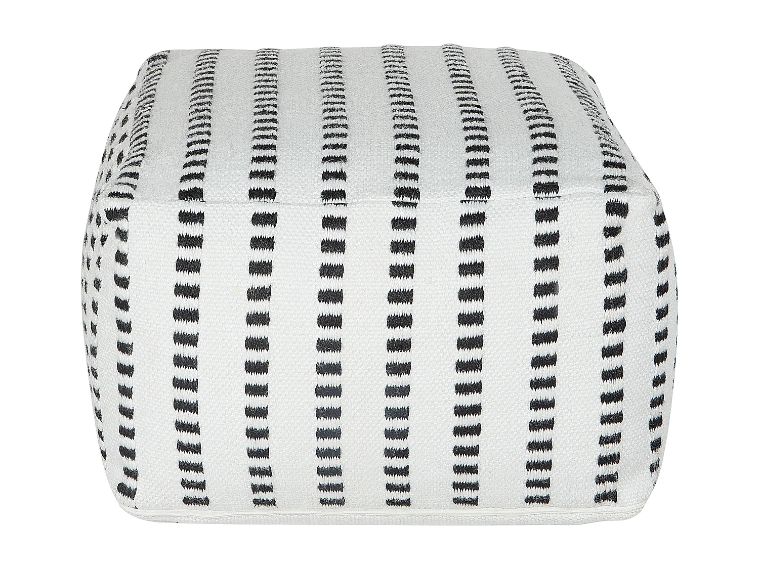 Pouf Sitzpouf weiß / schwarz 50x50 cm quadratisch mit EPS-Füllung Boho Gajan