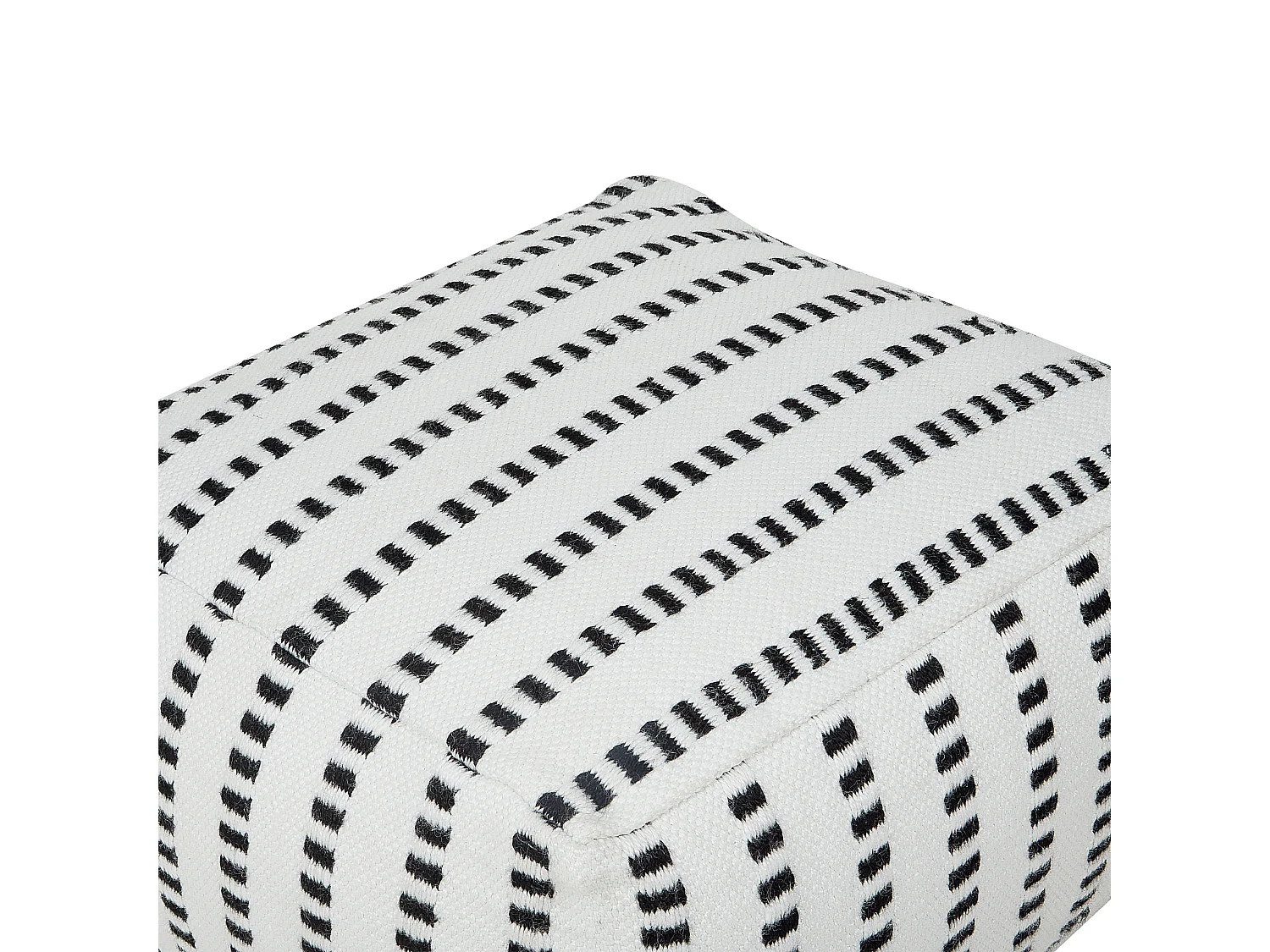 Pouf Sitzpouf weiß / schwarz 50x50 cm quadratisch mit EPS-Füllung Boho Gajan