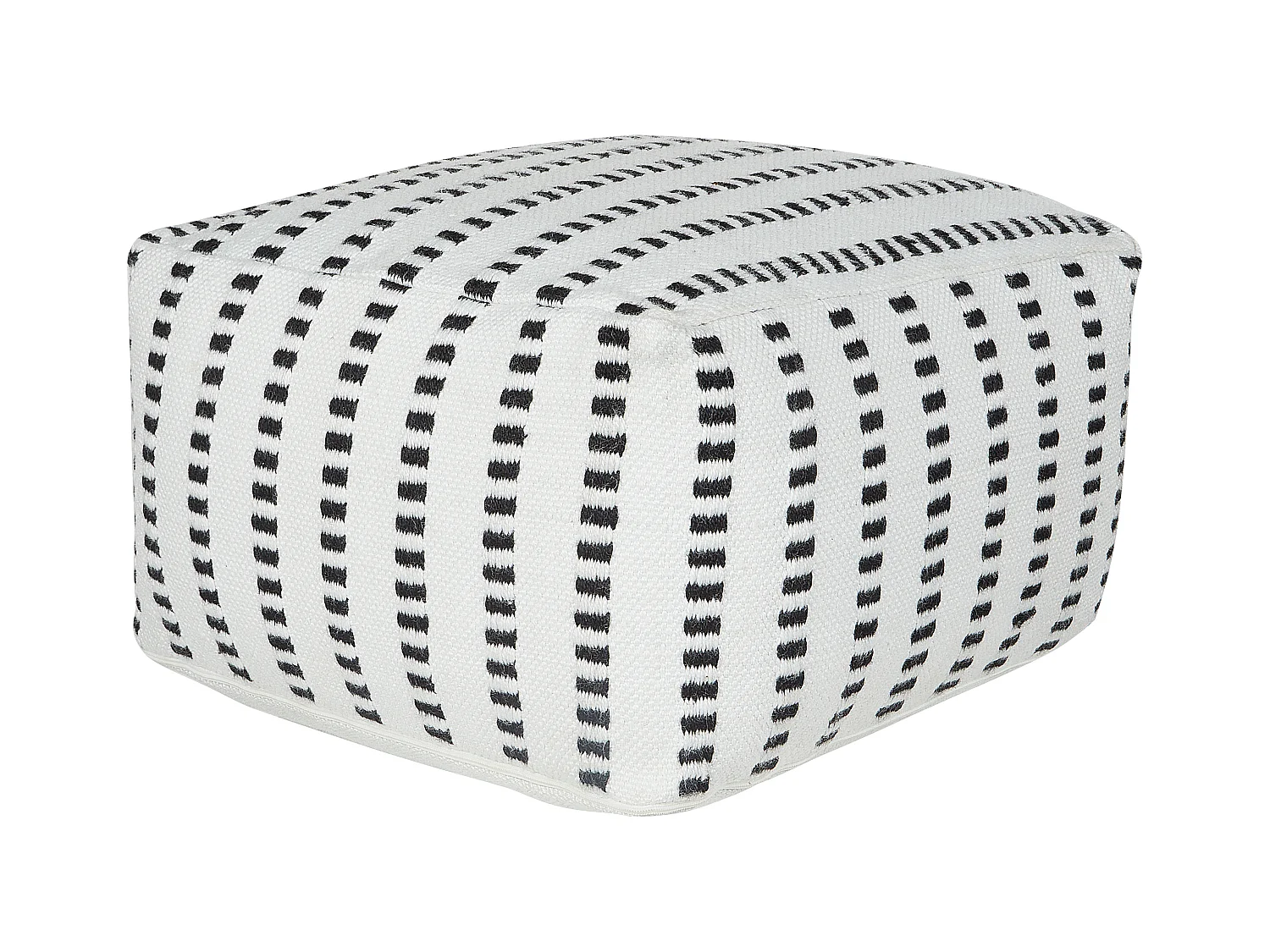 Pouf Sitzpouf weiß / schwarz 50x50 cm quadratisch mit EPS-Füllung Boho Gajan