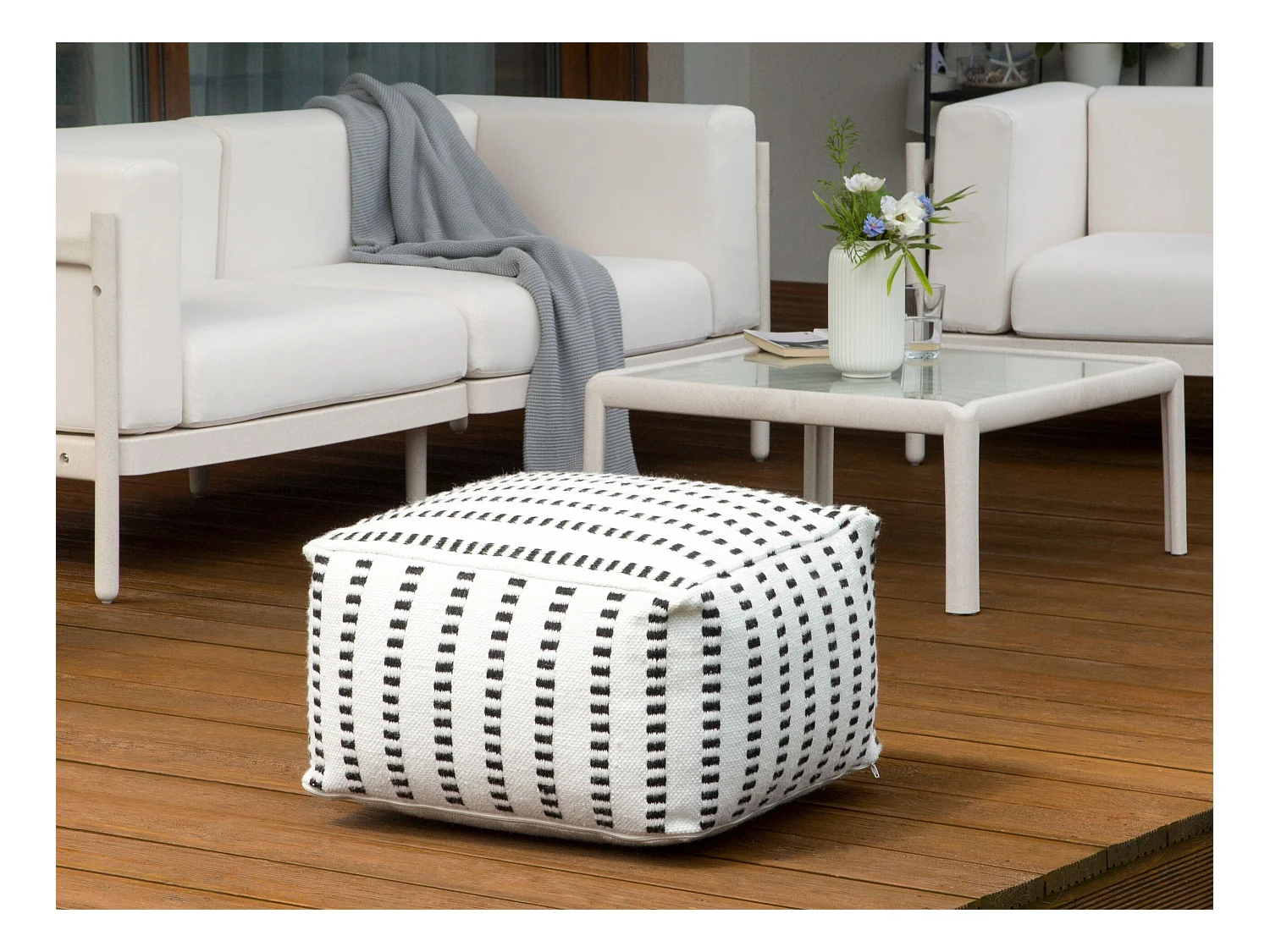 Puf GAJAN Blanco 50 cm 50 cm 30 cm