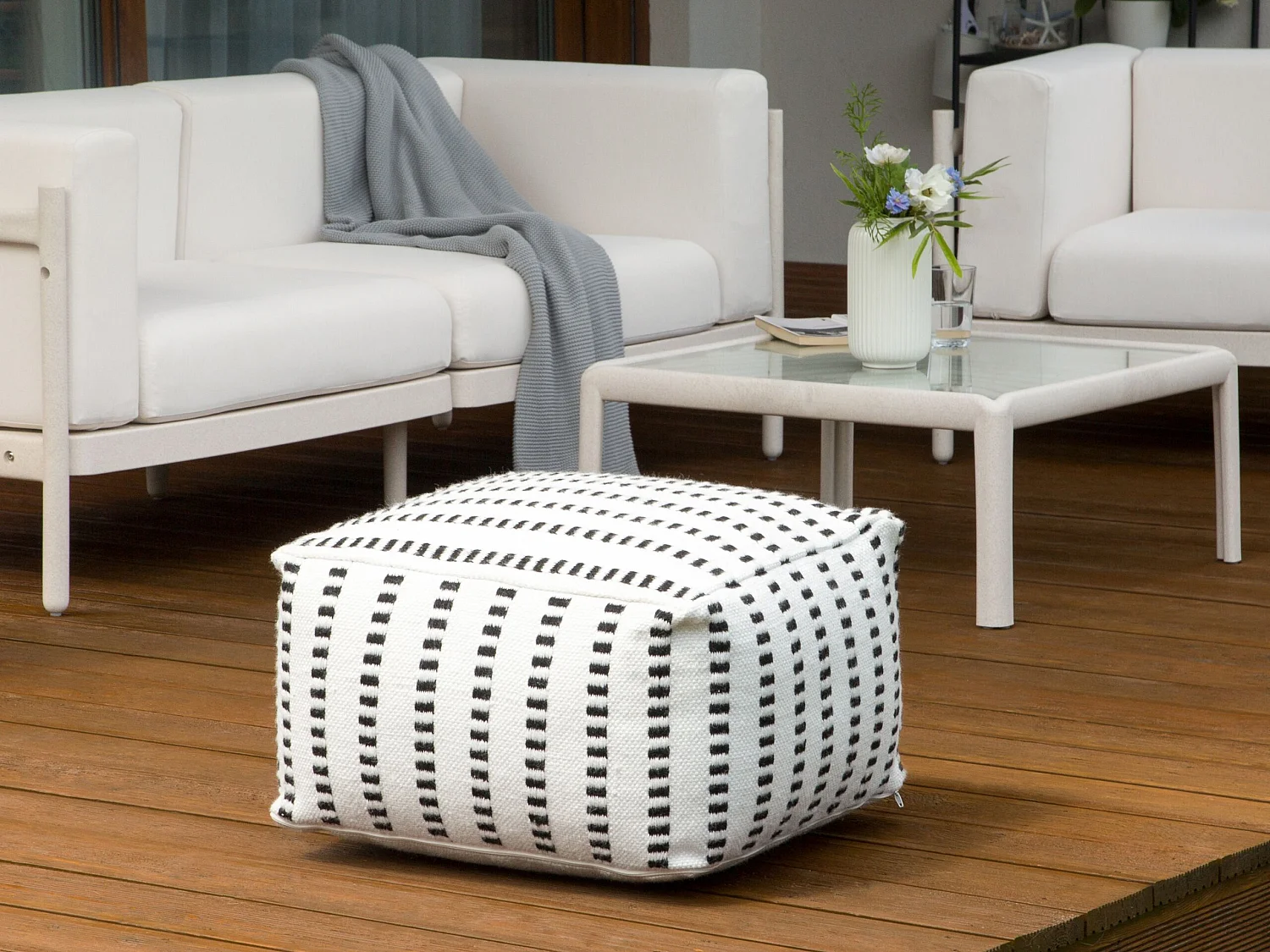 Pouf GAJAN Tissu Blanc