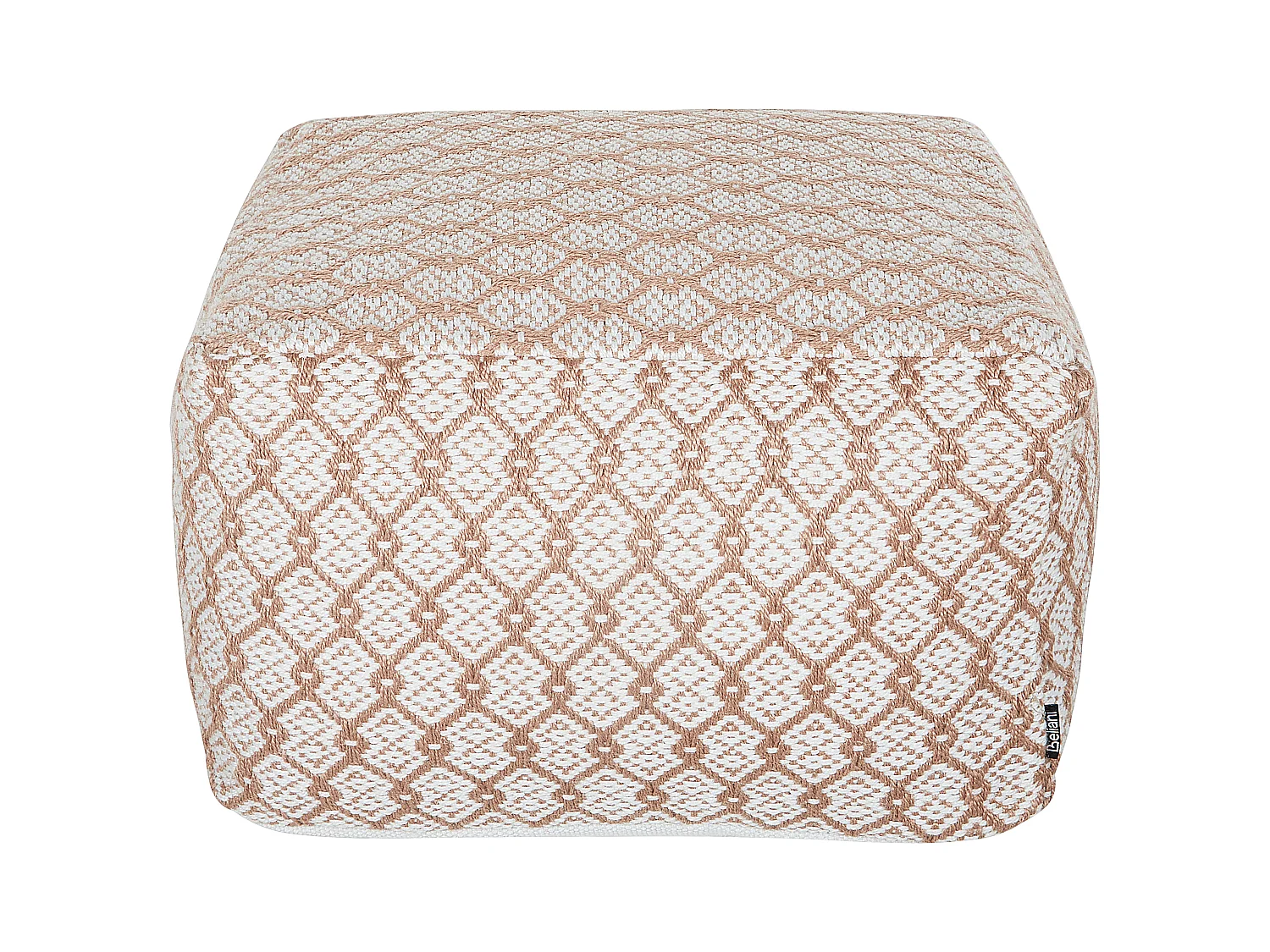 Pouf Sitzpouf beige / weiß 50x50 cm quadratisch mit EPS-Füllung Boho Shoran