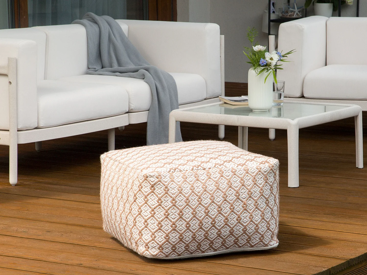 Pouf SHORAN Tissu Beige