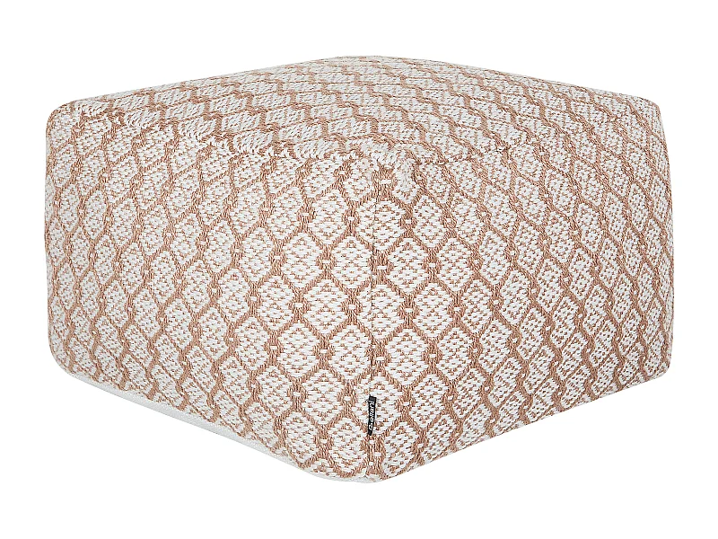 Pouf Sitzpouf beige / weiß 50x50 cm quadratisch mit EPS-Füllung Boho Shoran