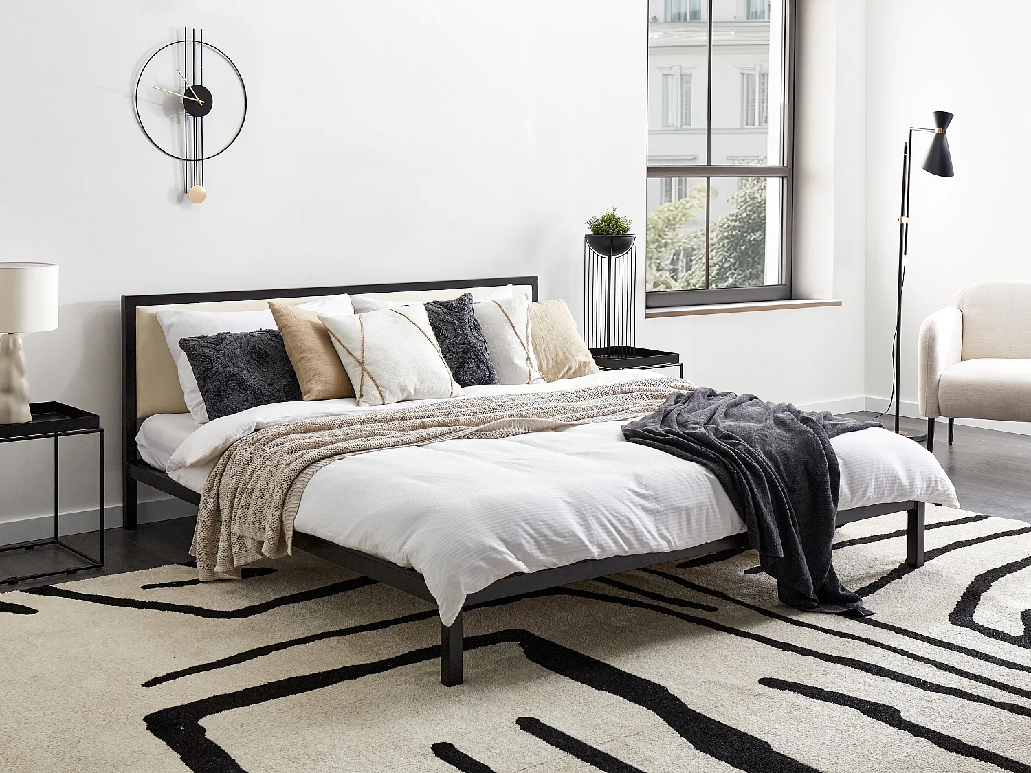 Cama Metal CLAMART 180 x 200 cm Beige claro