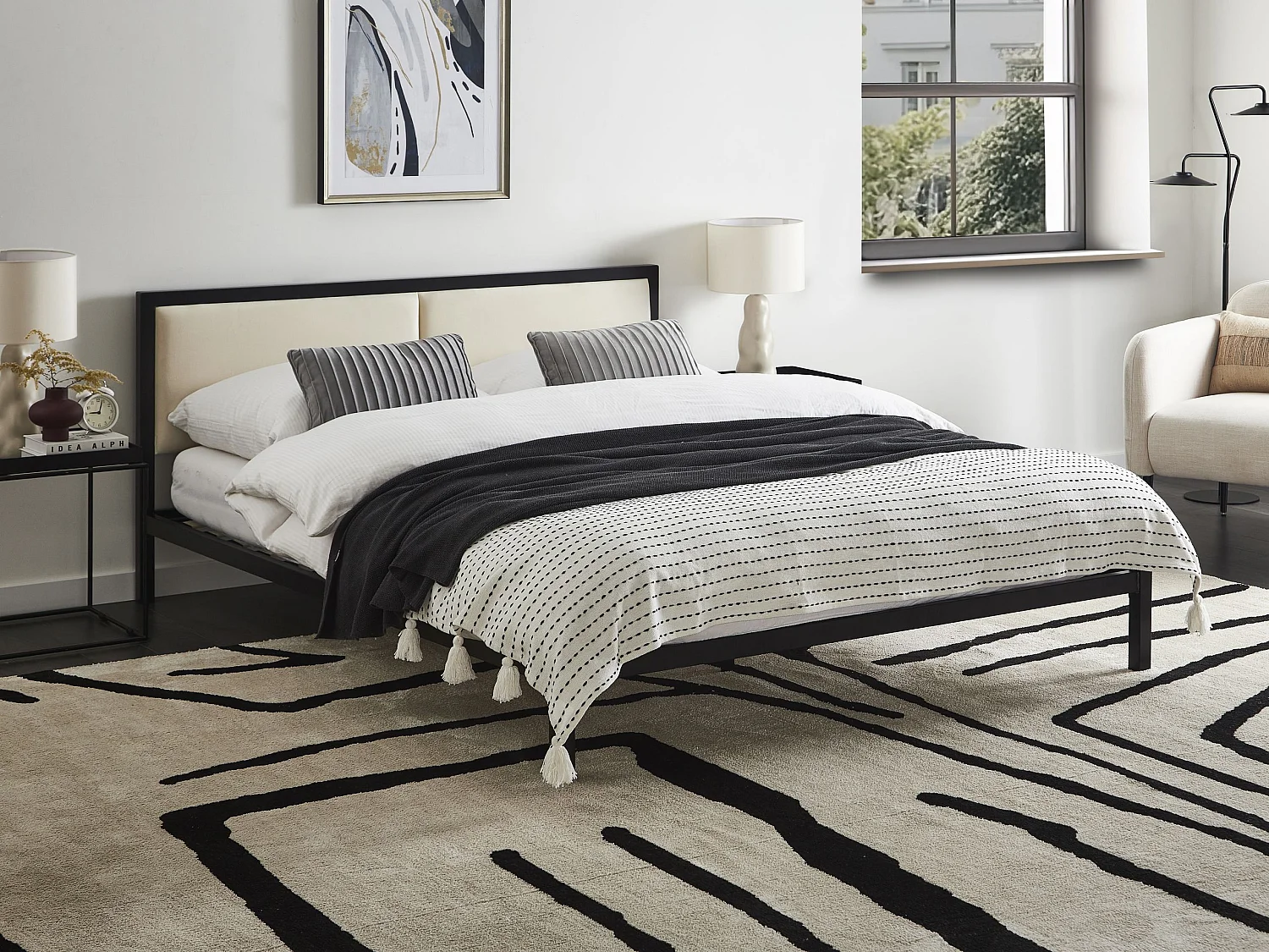 Cama Metal CLAMART 160 x 200 cm Creme claro